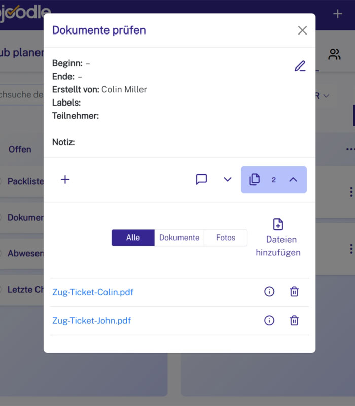 Dateien & Dokumente direkt an Aufgaben